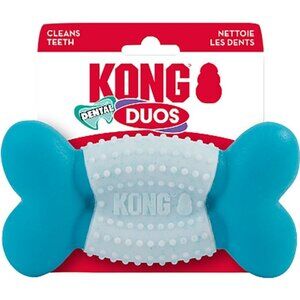 KONG Duos Dental Bone Md/Lg Easy Grip Dog Fetch & Chew Toy 6.5"